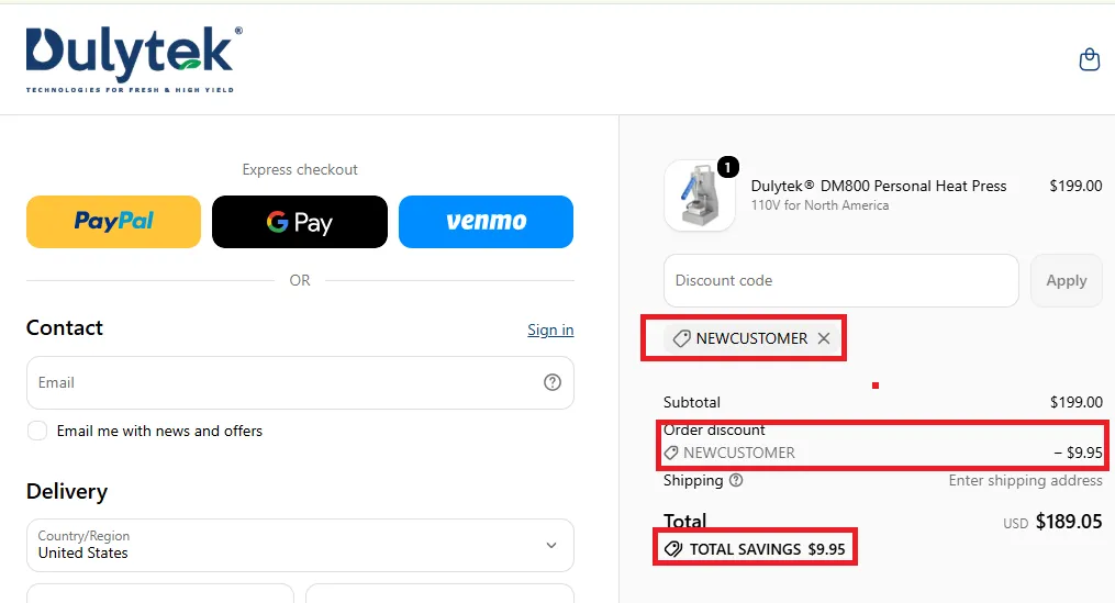 Dulytek 5% off coupon